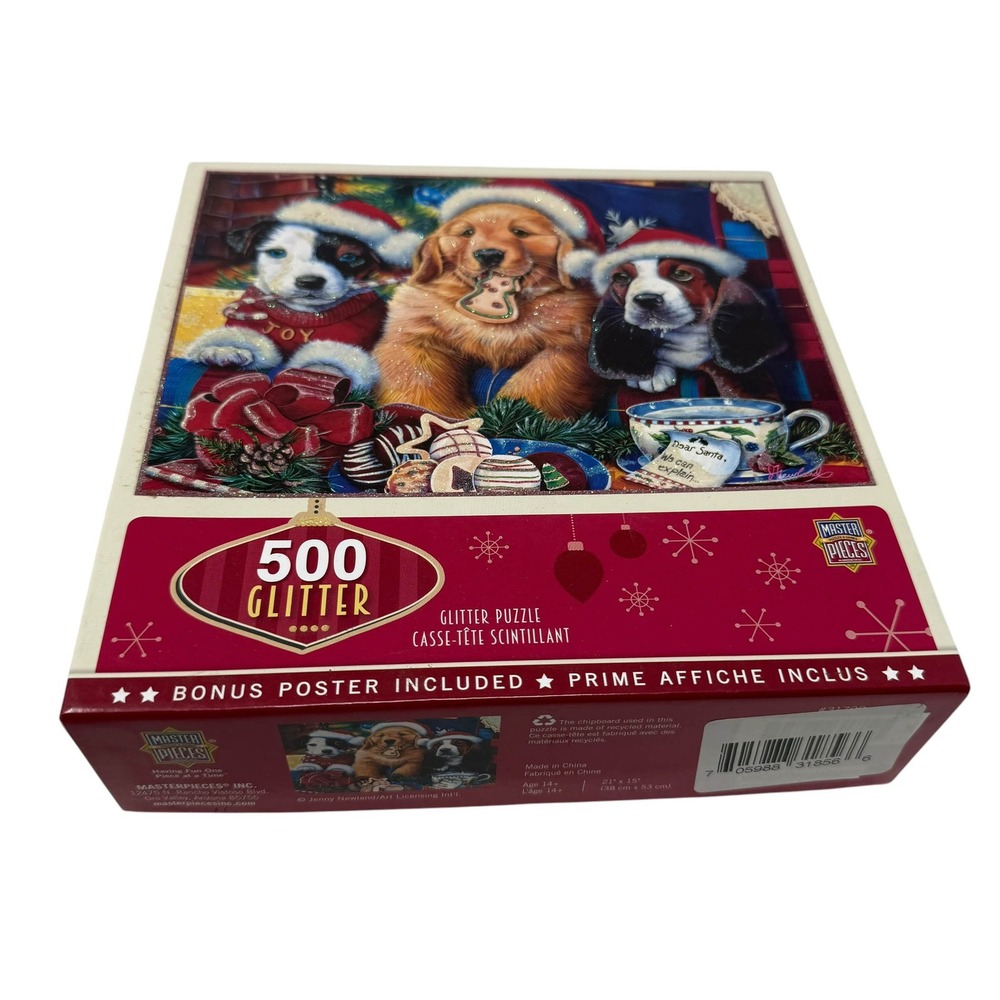 MasterPieces Santa Paws 500 Piece Glitter Christmas Puzzle Jenny Newland 31709